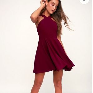 Lulu's Burgundy Lace Skater Dress